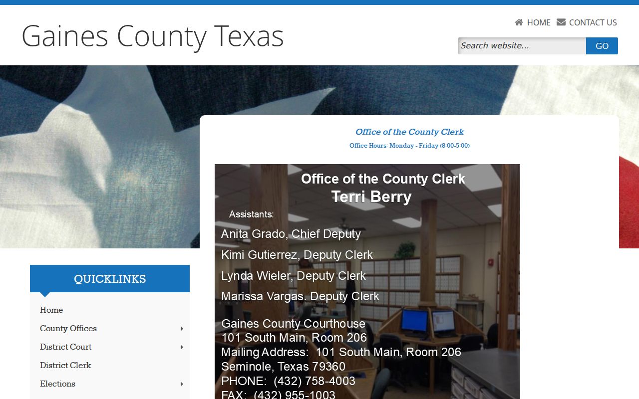 Gaines County Clerk online records search information