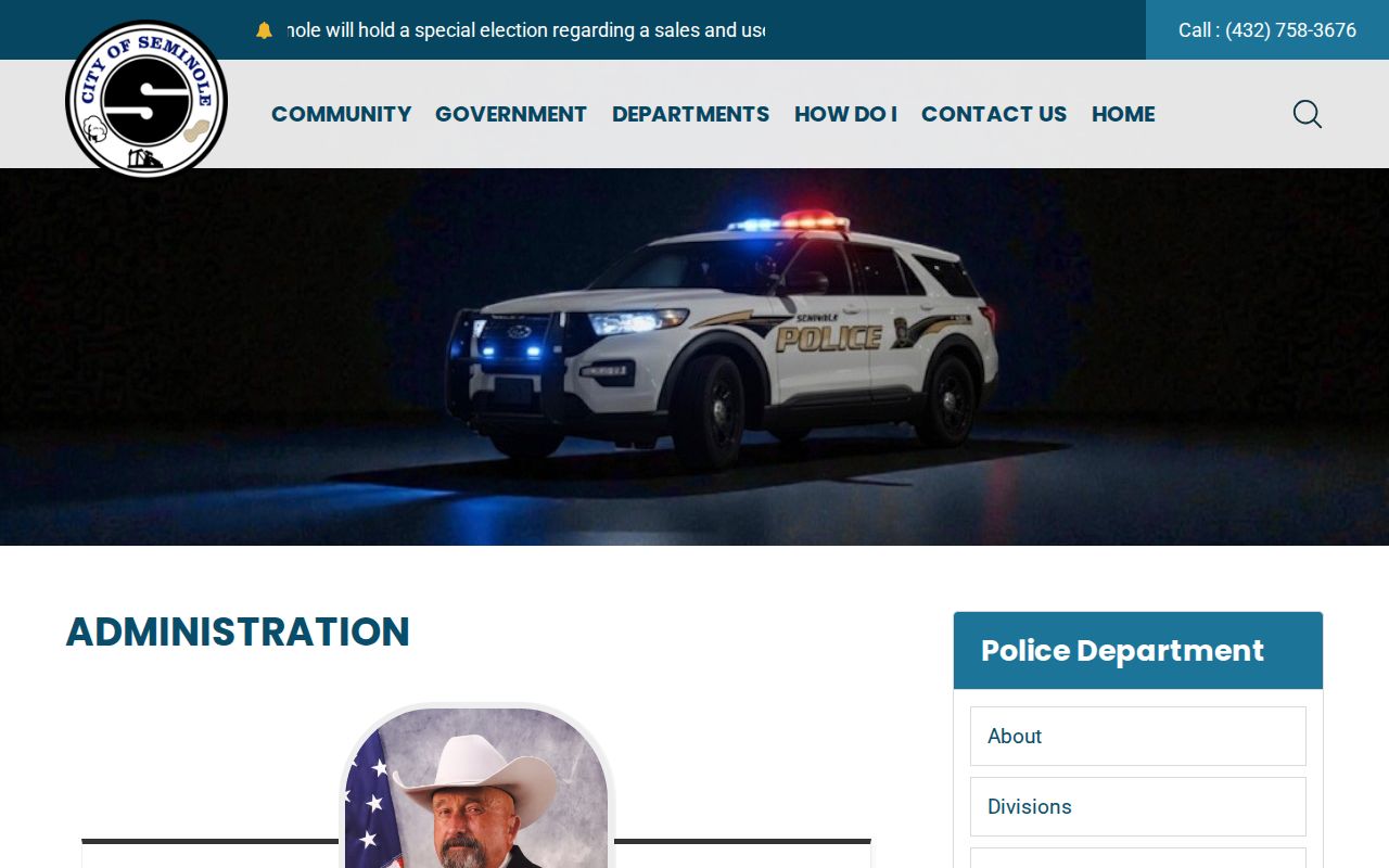 Seminole Police Department administration page