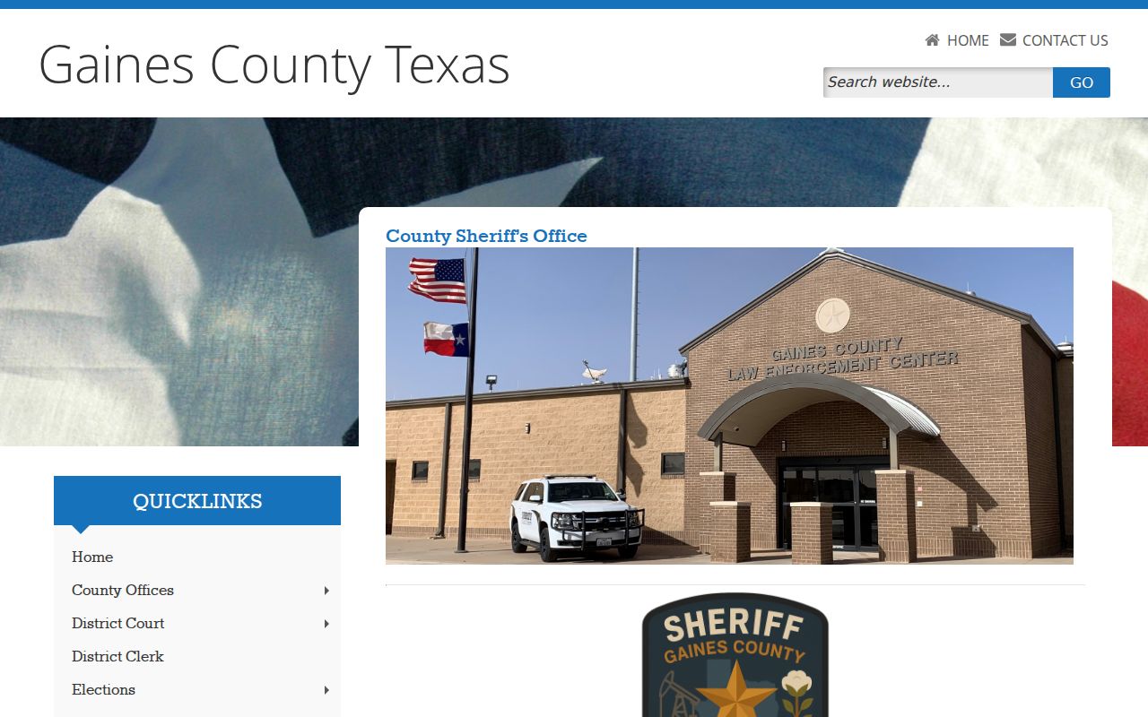 Gaines County Sheriff's Office official contact page