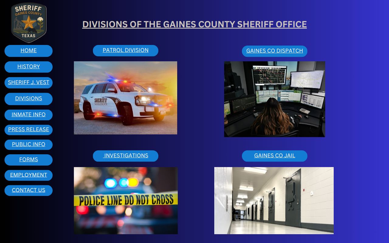 Gaines County Sheriff's Office divisions page